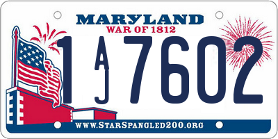 MD license plate 1AJ7602