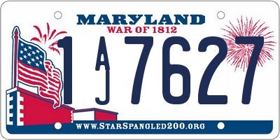 MD license plate 1AJ7627