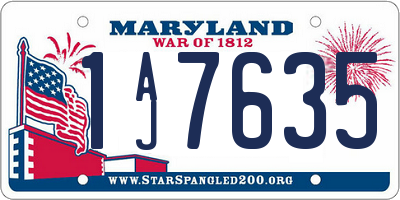 MD license plate 1AJ7635