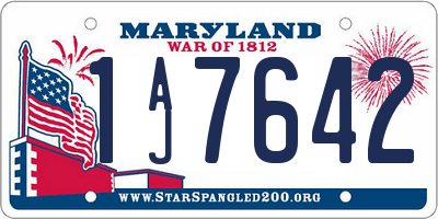 MD license plate 1AJ7642