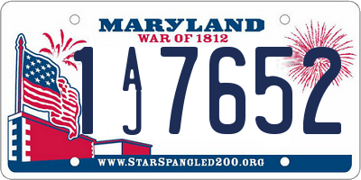 MD license plate 1AJ7652