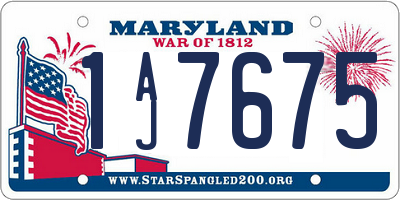 MD license plate 1AJ7675