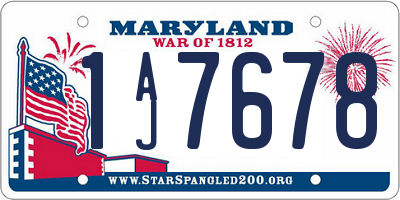 MD license plate 1AJ7678