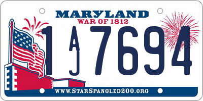 MD license plate 1AJ7694