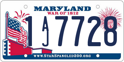 MD license plate 1AJ7728