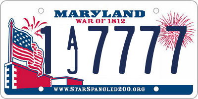 MD license plate 1AJ7777