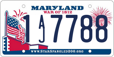 MD license plate 1AJ7788
