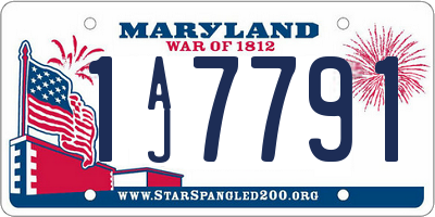 MD license plate 1AJ7791