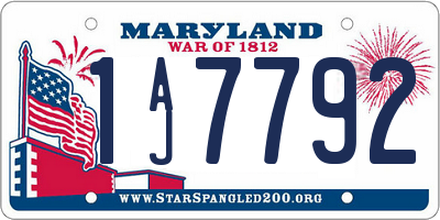 MD license plate 1AJ7792