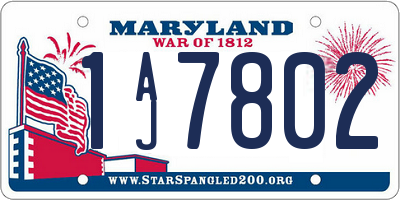 MD license plate 1AJ7802