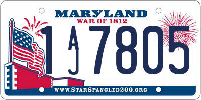 MD license plate 1AJ7805