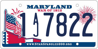 MD license plate 1AJ7822