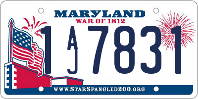 MD license plate 1AJ7831