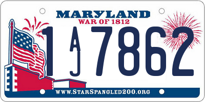 MD license plate 1AJ7862