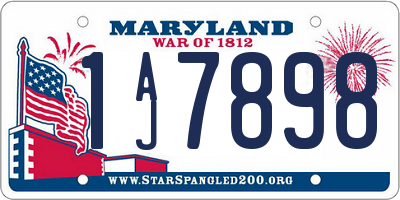 MD license plate 1AJ7898