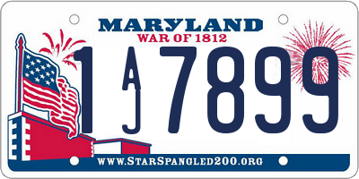 MD license plate 1AJ7899