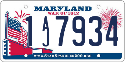 MD license plate 1AJ7934