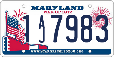 MD license plate 1AJ7983