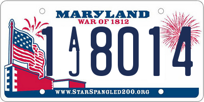 MD license plate 1AJ8014