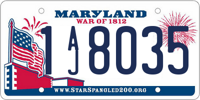 MD license plate 1AJ8035