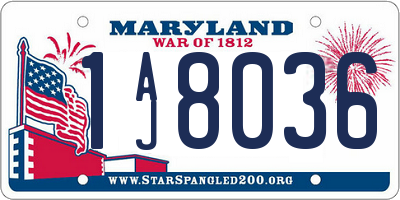 MD license plate 1AJ8036