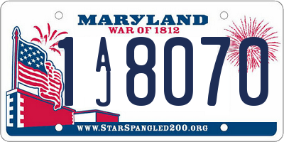 MD license plate 1AJ8070