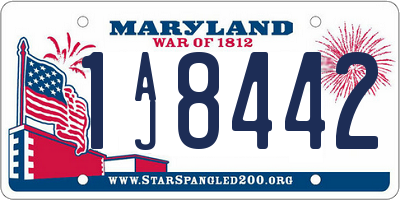 MD license plate 1AJ8442