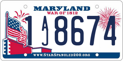 MD license plate 1AJ8674