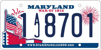 MD license plate 1AJ8701