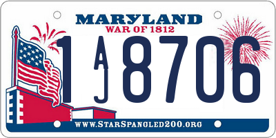 MD license plate 1AJ8706