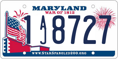 MD license plate 1AJ8727