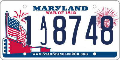 MD license plate 1AJ8748