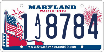 MD license plate 1AJ8784