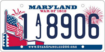 MD license plate 1AJ8906