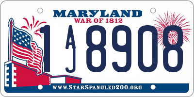 MD license plate 1AJ8908