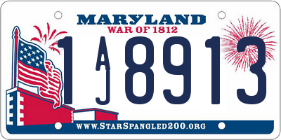 MD license plate 1AJ8913