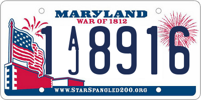 MD license plate 1AJ8916