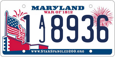 MD license plate 1AJ8936