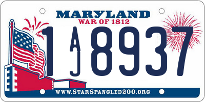 MD license plate 1AJ8937