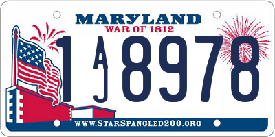MD license plate 1AJ8978