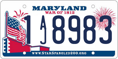 MD license plate 1AJ8983