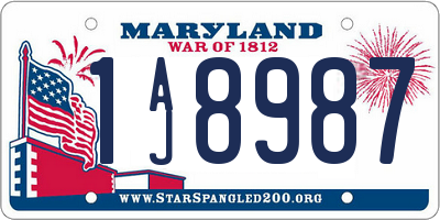 MD license plate 1AJ8987