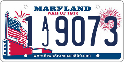 MD license plate 1AJ9073