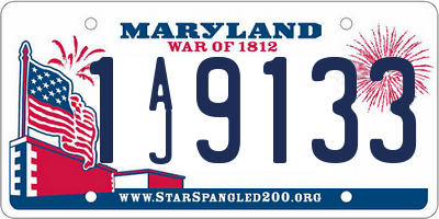 MD license plate 1AJ9133