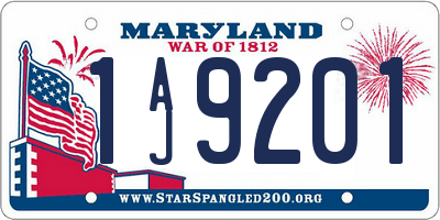 MD license plate 1AJ9201