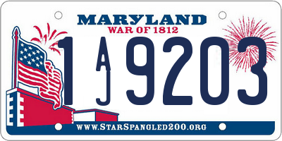 MD license plate 1AJ9203