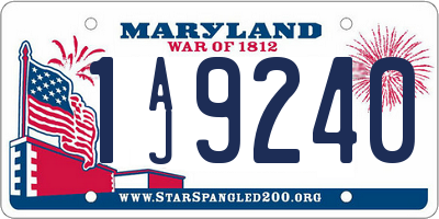 MD license plate 1AJ9240