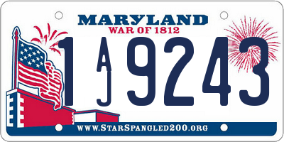 MD license plate 1AJ9243