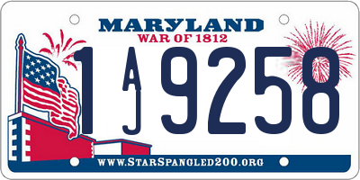 MD license plate 1AJ9258