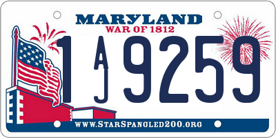 MD license plate 1AJ9259
